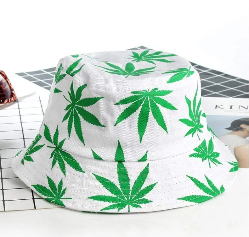 Blatt Panama Eimer Hut Frauen Männer Hip Hop Cap Paar Sommer Baumwolle Angeln Hut Sonne Flache Top Fischer Hüte Caps boonie Geschenk