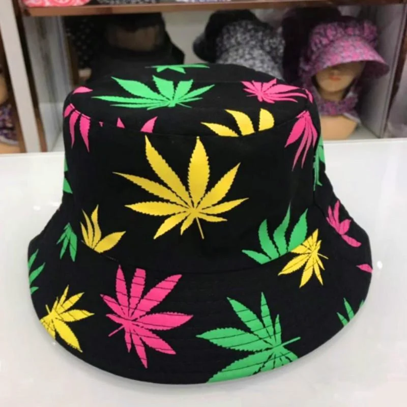 Blatt Panama Eimer Hut Frauen Männer Hip Hop Cap Paar Sommer Baumwolle Angeln Hut Sonne Flache Top Fischer Hüte Caps boonie Geschenk