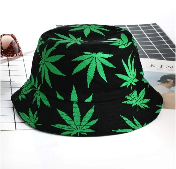 Blatt Panama Eimer Hut Frauen Männer Hip Hop Cap Paar Sommer Baumwolle Angeln Hut Sonne Flache Top Fischer Hüte Caps boonie Geschenk