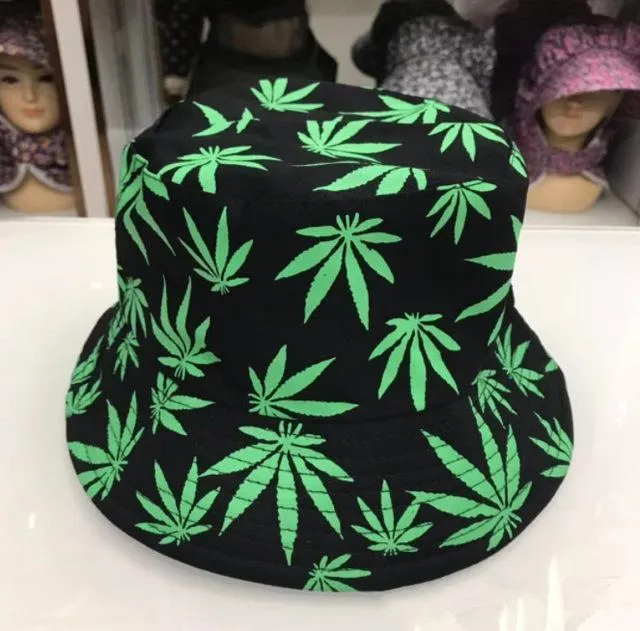 Blatt Panama Eimer Hut Frauen Männer Hip Hop Cap Paar Sommer Baumwolle Angeln Hut Sonne Flache Top Fischer Hüte Caps boonie Geschenk