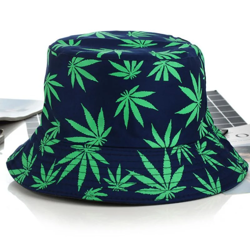 Blatt Panama Eimer Hut Frauen Männer Hip Hop Cap Paar Sommer Baumwolle Angeln Hut Sonne Flache Top Fischer Hüte Caps boonie Geschenk