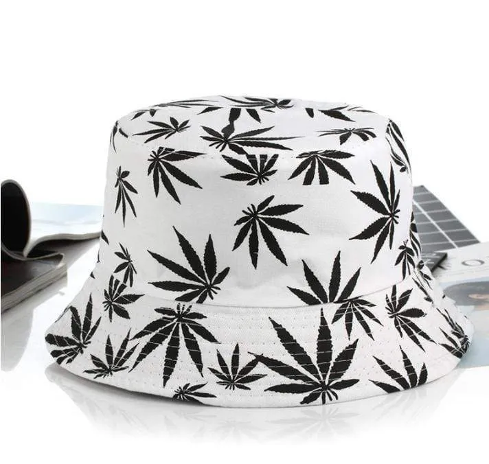 Blatt Panama Eimer Hut Frauen Männer Hip Hop Cap Paar Sommer Baumwolle Angeln Hut Sonne Flache Top Fischer Hüte Caps boonie Geschenk