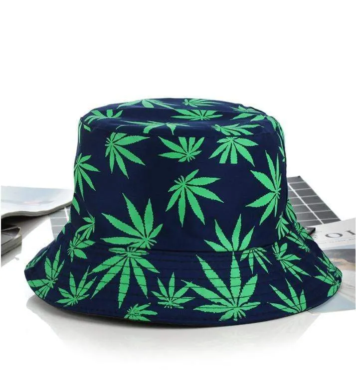 Blatt Panama Eimer Hut Frauen Männer Hip Hop Cap Paar Sommer Baumwolle Angeln Hut Sonne Flache Top Fischer Hüte Caps boonie Geschenk