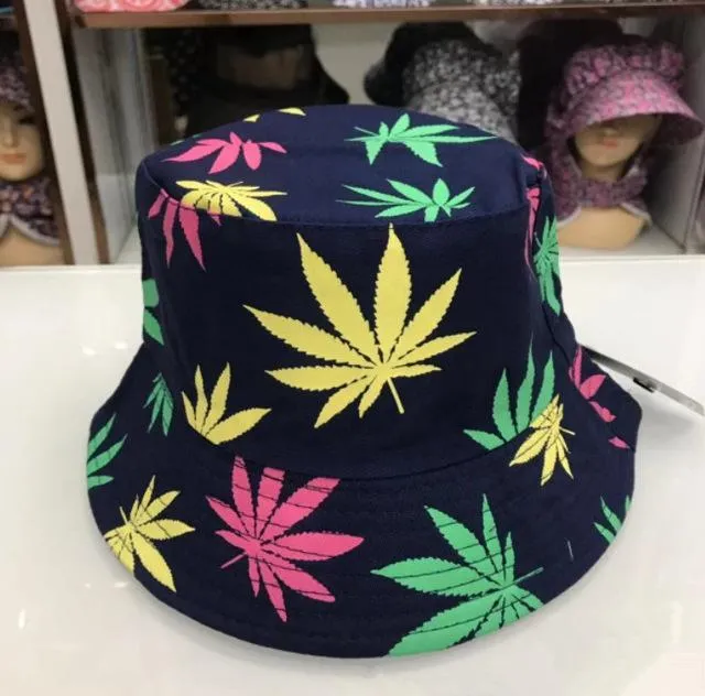 Blatt Panama Eimer Hut Frauen Männer Hip Hop Cap Paar Sommer Baumwolle Angeln Hut Sonne Flache Top Fischer Hüte Caps boonie Geschenk