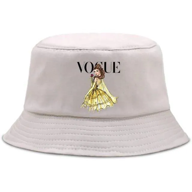 Damen Herren New Vogue Graphic Tee Süße Panama Bucket Cap Das Design Flaches Visier Fischerhut 90er Mädchen Sonnenhut