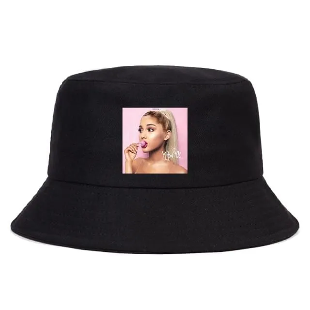 Damen Herren New Vogue Graphic Tee Süße Panama Bucket Cap Das Design Flaches Visier Fischerhut 90er Mädchen Sonnenhut