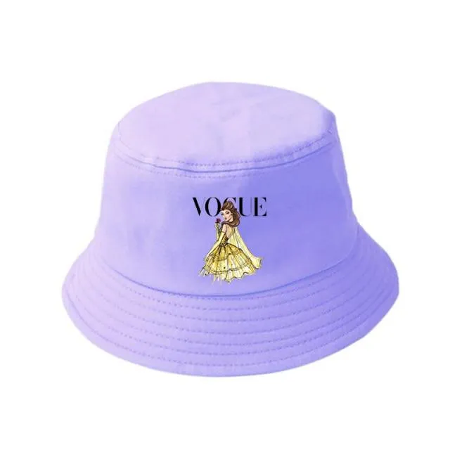 Damen Herren New Vogue Graphic Tee Süße Panama Bucket Cap Das Design Flaches Visier Fischerhut 90er Mädchen Sonnenhut