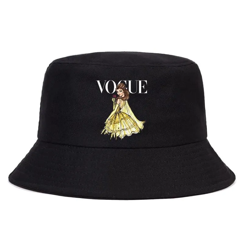 Damen Herren New Vogue Graphic Tee Süße Panama Bucket Cap Das Design Flaches Visier Fischerhut 90er Mädchen Sonnenhut