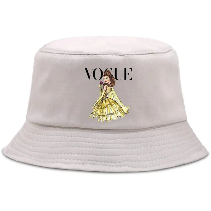 Damen Herren New Vogue Graphic Tee Süße Panama Bucket Cap Das Design Flaches Visier Fischerhut 90er Mädchen Sonnenhut