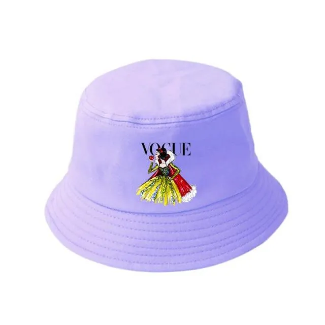 Damen Herren New Vogue Graphic Tee Süße Panama Bucket Cap Das Design Flaches Visier Fischerhut 90er Mädchen Sonnenhut