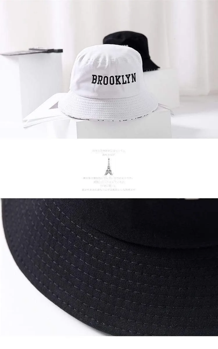 Brooklyn Bucket Hat Sad Boy Fischerhut Outdoor Reisehut Modische Sonnenkappe für Männer Frauen Bob Panama großer Kopf