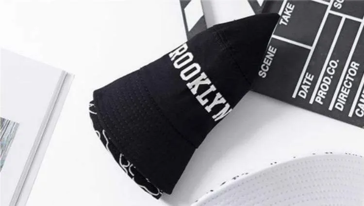 Brooklyn Bucket Hat Sad Boy Fischerhut Outdoor Reisehut Modische Sonnenkappe für Männer Frauen Bob Panama großer Kopf