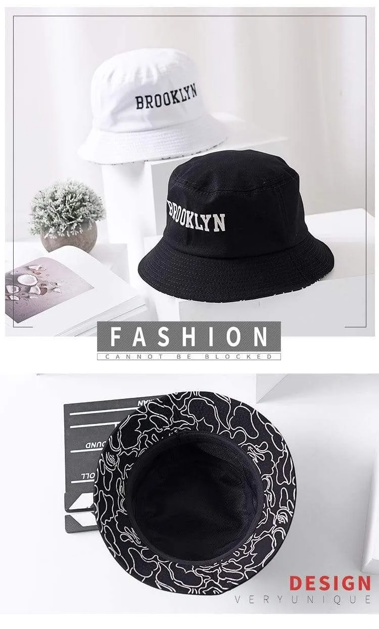 Brooklyn Bucket Hat Sad Boy Fischerhut Outdoor Reisehut Modische Sonnenkappe für Männer Frauen Bob Panama großer Kopf