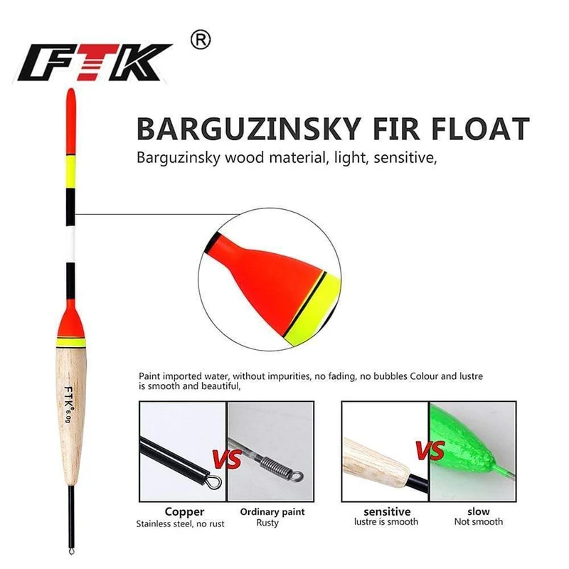 FTK Barguzinsky Fir Light On The Dark 5 Teile/los Angelposen Länge 19–23 cm Posengewicht 2 g–6 g für Karpfenangeln