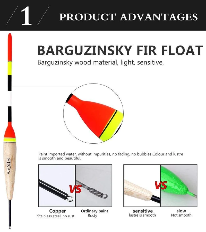 FTK Barguzinsky Fir Light On The Dark 5 Teile/los Angelposen Länge 19–23 cm Posengewicht 2 g–6 g für Karpfenangeln