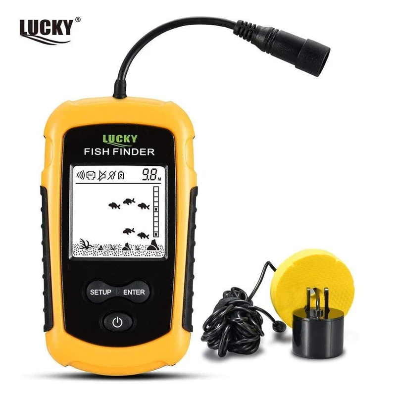LUCKY FF1108-1 Tragbarer Fischfinder Eisfischen Sonar Sounder Alarmgeber Fischfinder 0.7-100m Angeln Echolot