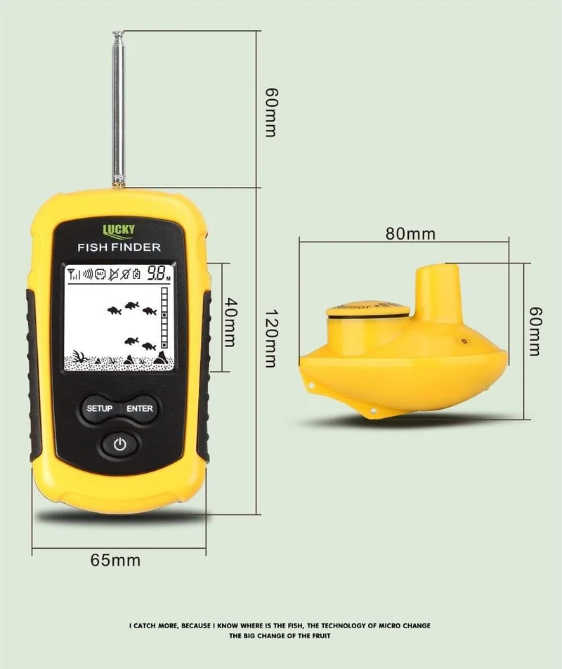 LUCKY FF1108-1 Tragbarer Fischfinder Eisfischen Sonar Sounder Alarmgeber Fischfinder 0.7-100m Angeln Echolot
