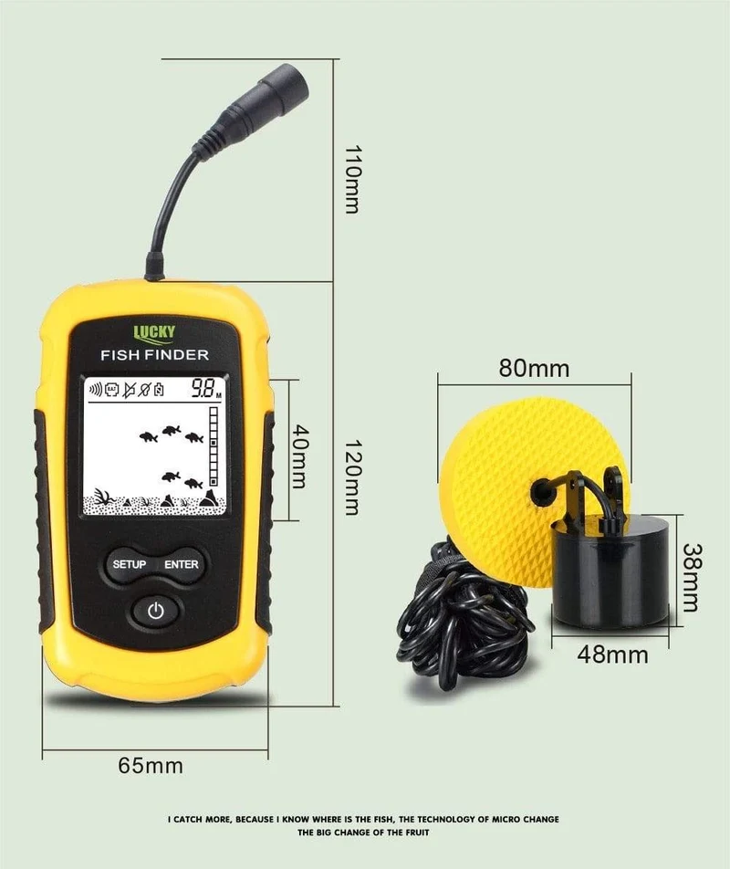 LUCKY FF1108-1 Tragbarer Fischfinder Eisfischen Sonar Sounder Alarmgeber Fischfinder 0.7-100m Angeln Echolot