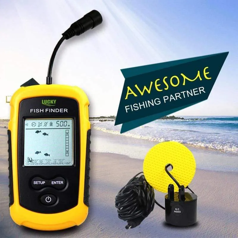 LUCKY FF1108-1 Tragbarer Fischfinder Eisfischen Sonar Sounder Alarmgeber Fischfinder 0.7-100m Angeln Echolot