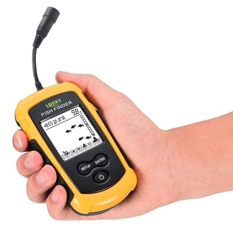 LUCKY FF1108-1 Tragbarer Fischfinder Eisfischen Sonar Sounder Alarmgeber Fischfinder 0.7-100m Angeln Echolot