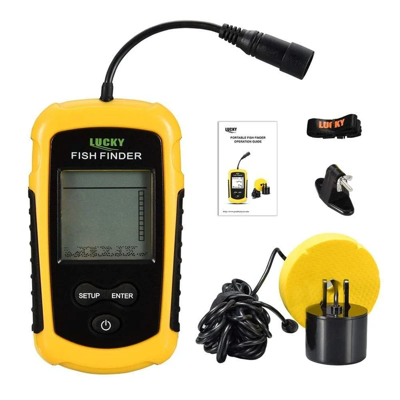 LUCKY FF1108-1 Tragbarer Fischfinder Eisfischen Sonar Sounder Alarmgeber Fischfinder 0.7-100m Angeln Echolot