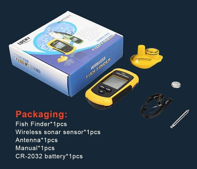 LUCKY FF1108-1 Tragbarer Fischfinder Eisfischen Sonar Sounder Alarmgeber Fischfinder 0.7-100m Angeln Echolot