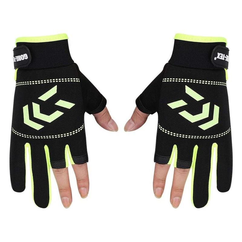 1 Paar Angelhandschuhe Männer Frauen Outdoor Angeln Anti-Rutsch 3 Schnittfinger Sportfischausrüstung Angeln SBR Handschuhe