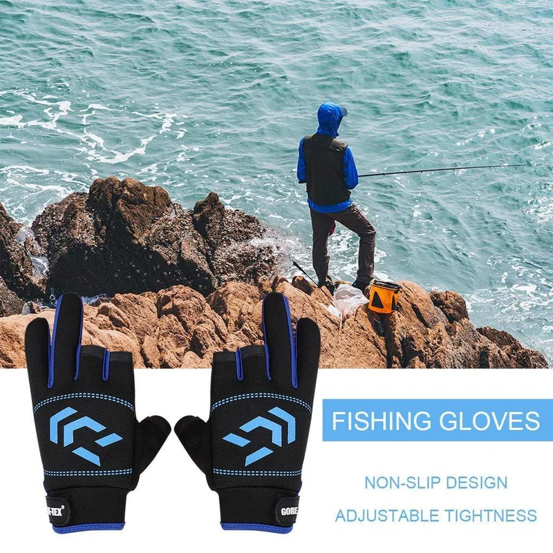 1 Paar Angelhandschuhe Männer Frauen Outdoor Angeln Anti-Rutsch 3 Schnittfinger Sportfischausrüstung Angeln SBR Handschuhe