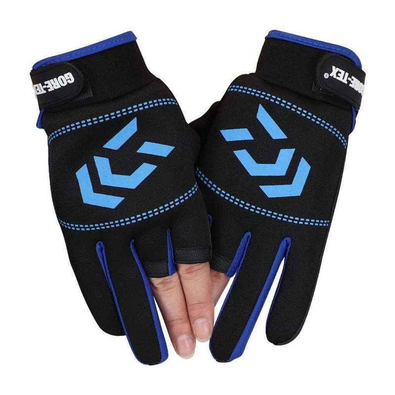 1 Paar Angelhandschuhe Männer Frauen Outdoor Angeln Anti-Rutsch 3 Schnittfinger Sportfischausrüstung Angeln SBR Handschuhe