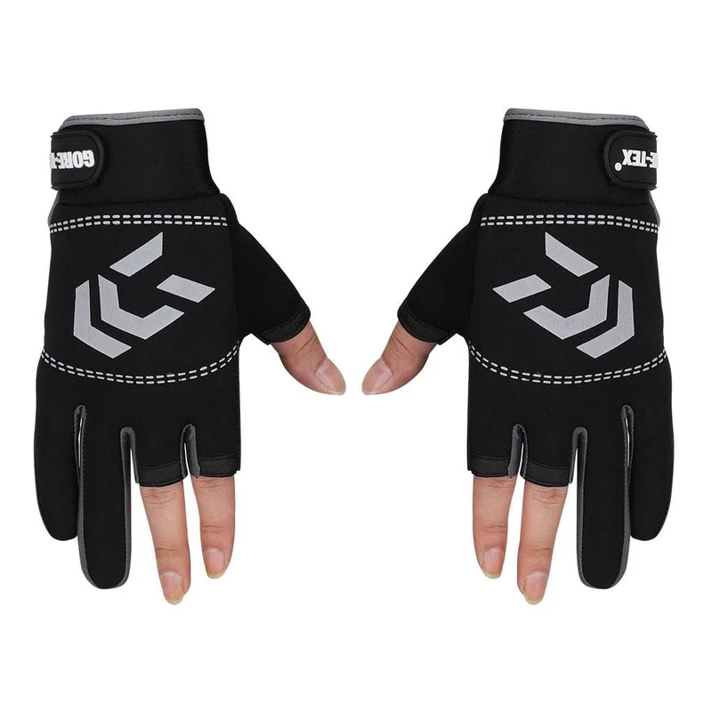 1 Paar Angelhandschuhe Männer Frauen Outdoor Angeln Anti-Rutsch 3 Schnittfinger Sportfischausrüstung Angeln SBR Handschuhe