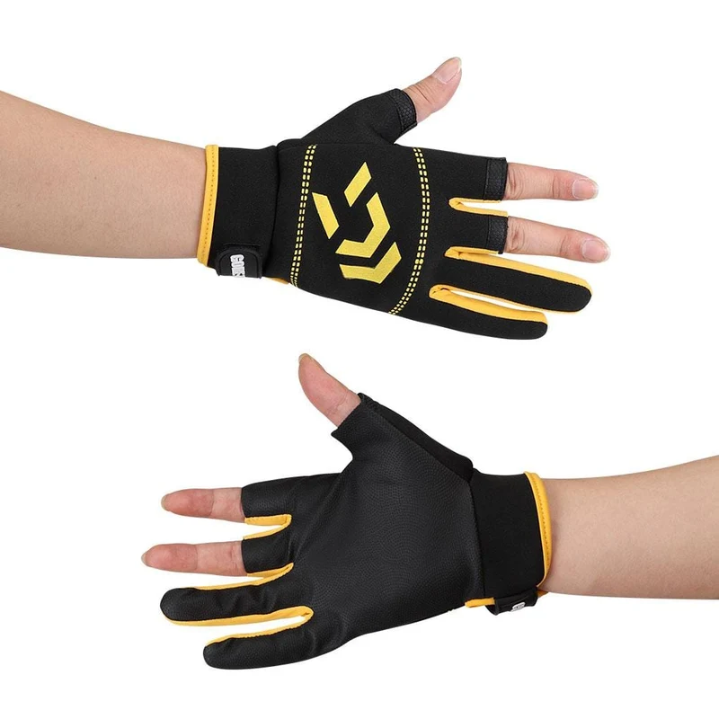 1 Paar Angelhandschuhe Männer Frauen Outdoor Angeln Anti-Rutsch 3 Schnittfinger Sportfischausrüstung Angeln SBR Handschuhe