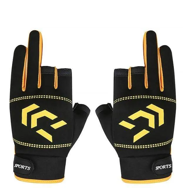 1 Paar Angelhandschuhe Männer Frauen Outdoor Angeln Anti-Rutsch 3 Schnittfinger Sportfischausrüstung Angeln SBR Handschuhe