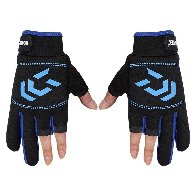 1 Paar Angelhandschuhe Männer Frauen Outdoor Angeln Anti-Rutsch 3 Schnittfinger Sportfischausrüstung Angeln SBR Handschuhe