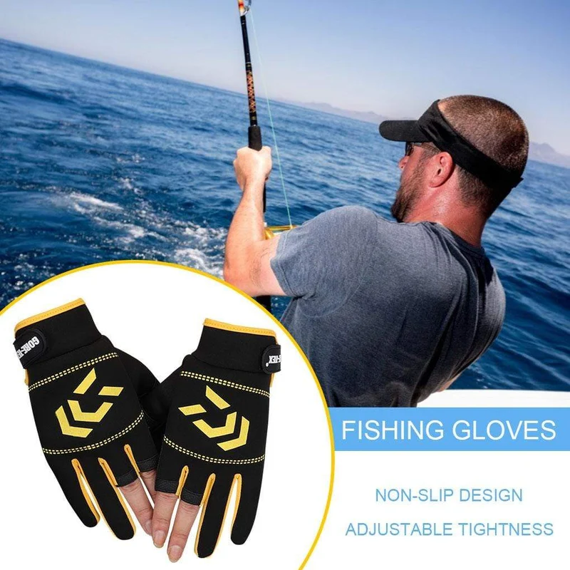 1 Paar Angelhandschuhe Männer Frauen Outdoor Angeln Anti-Rutsch 3 Schnittfinger Sportfischausrüstung Angeln SBR Handschuhe