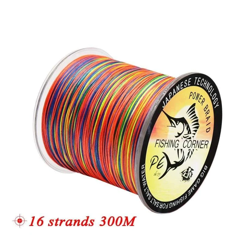 16 Stränge PE-Geflecht, 300 m/500 m/1000 m/1500 m, geflochtene Angelschnur, mehrfarbig, Super Power Japan, Multifilament, Salzwasser/Süßwasser