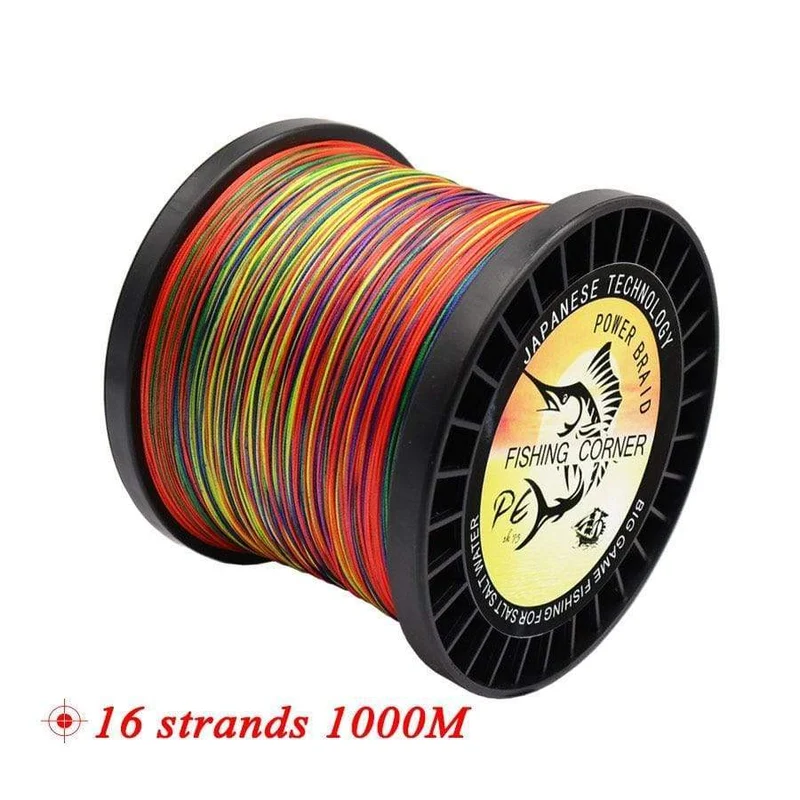 16 Stränge PE-Geflecht, 300 m/500 m/1000 m/1500 m, geflochtene Angelschnur, mehrfarbig, Super Power Japan, Multifilament, Salzwasser/Süßwasser