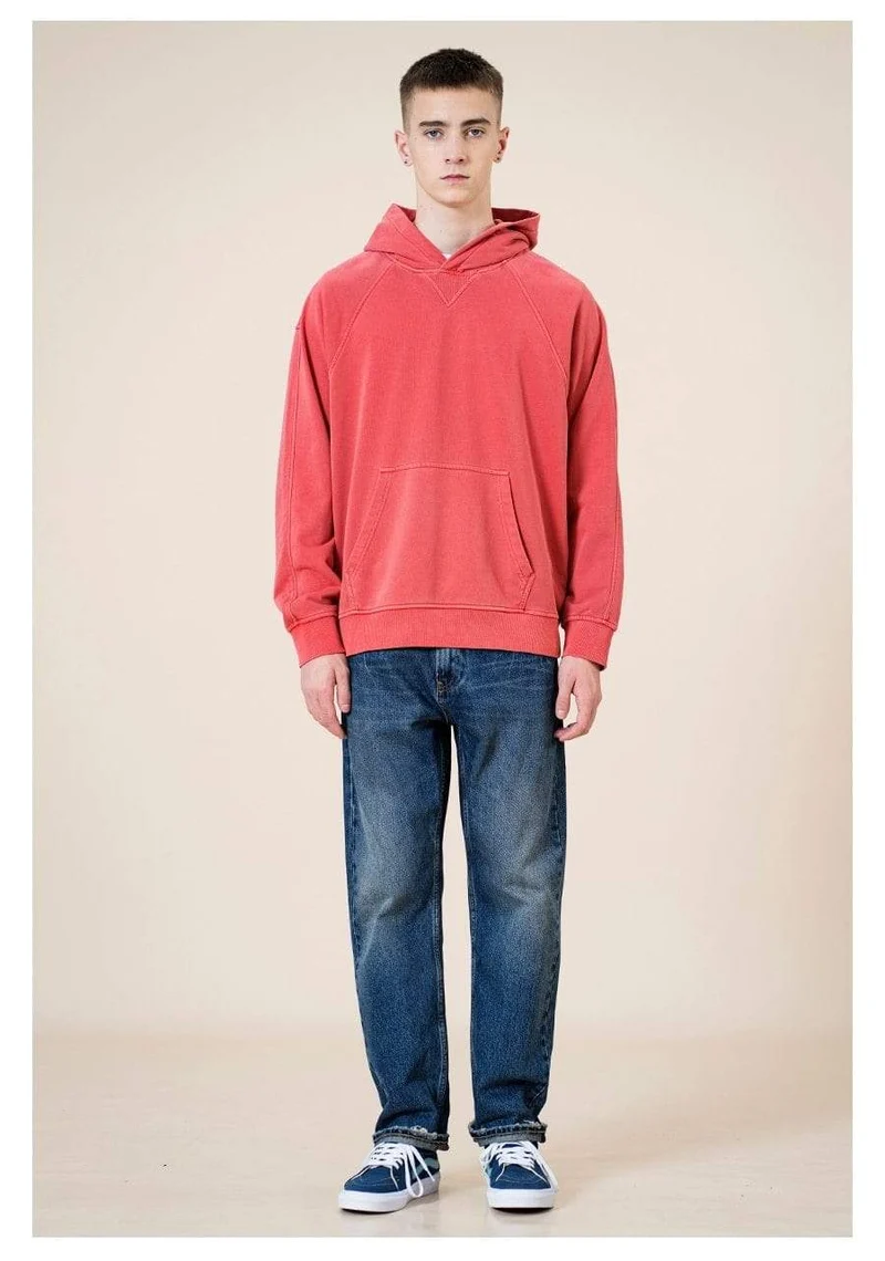 Winter Neue Garment Dyed Lose Hoodies Männer Retro Sweatshirts Vintage Raglan ärmeln Jogger Trainingsanzüge