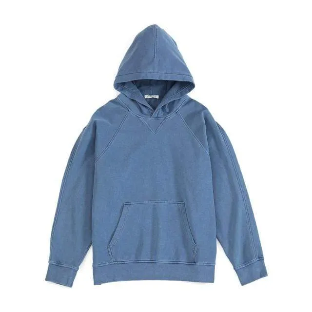 Winter Neue Garment Dyed Lose Hoodies Männer Retro Sweatshirts Vintage Raglan ärmeln Jogger Trainingsanzüge