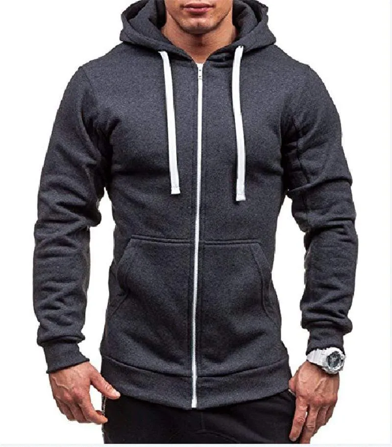 Männer Hoodies Jacke Frühling Kordelzug Reißverschluss Mit Kapuze Sweatshirt Männlich Langarm Tasche Pullover Herbst Hoodie Mantel MWW145