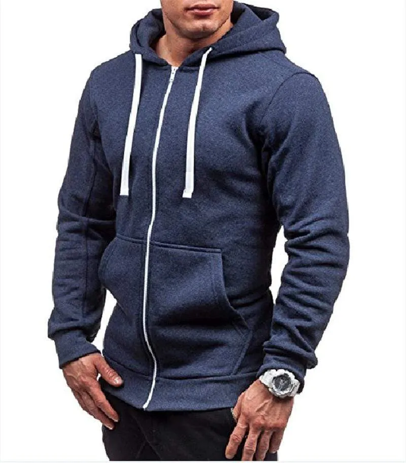 Männer Hoodies Jacke Frühling Kordelzug Reißverschluss Mit Kapuze Sweatshirt Männlich Langarm Tasche Pullover Herbst Hoodie Mantel MWW145