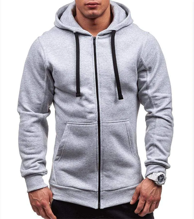 Männer Hoodies Jacke Frühling Kordelzug Reißverschluss Mit Kapuze Sweatshirt Männlich Langarm Tasche Pullover Herbst Hoodie Mantel MWW145