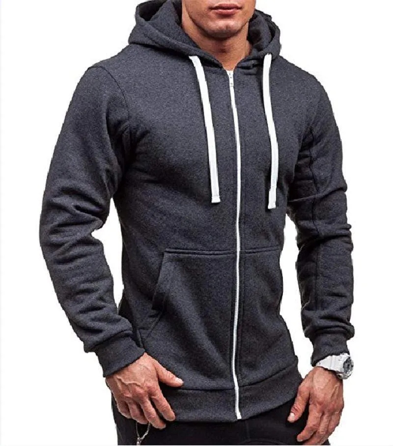 Männer Hoodies Jacke Frühling Kordelzug Reißverschluss Mit Kapuze Sweatshirt Männlich Langarm Tasche Pullover Herbst Hoodie Mantel MWW145