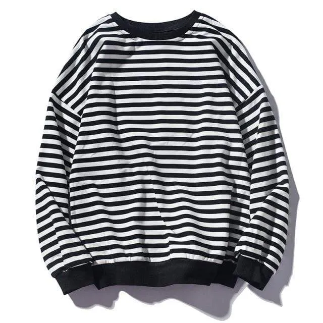 Trendmarke Herren Streifen Sweatshirt Tops Herrenmode Wild Bequeme Hoodies O-Ausschnitt Casual Sweatshirts