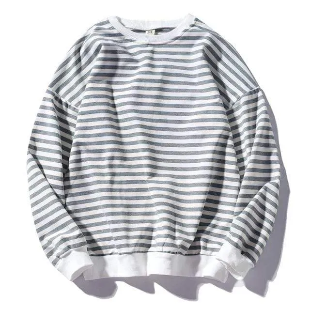 Trendmarke Herren Streifen Sweatshirt Tops Herrenmode Wild Bequeme Hoodies O-Ausschnitt Casual Sweatshirts