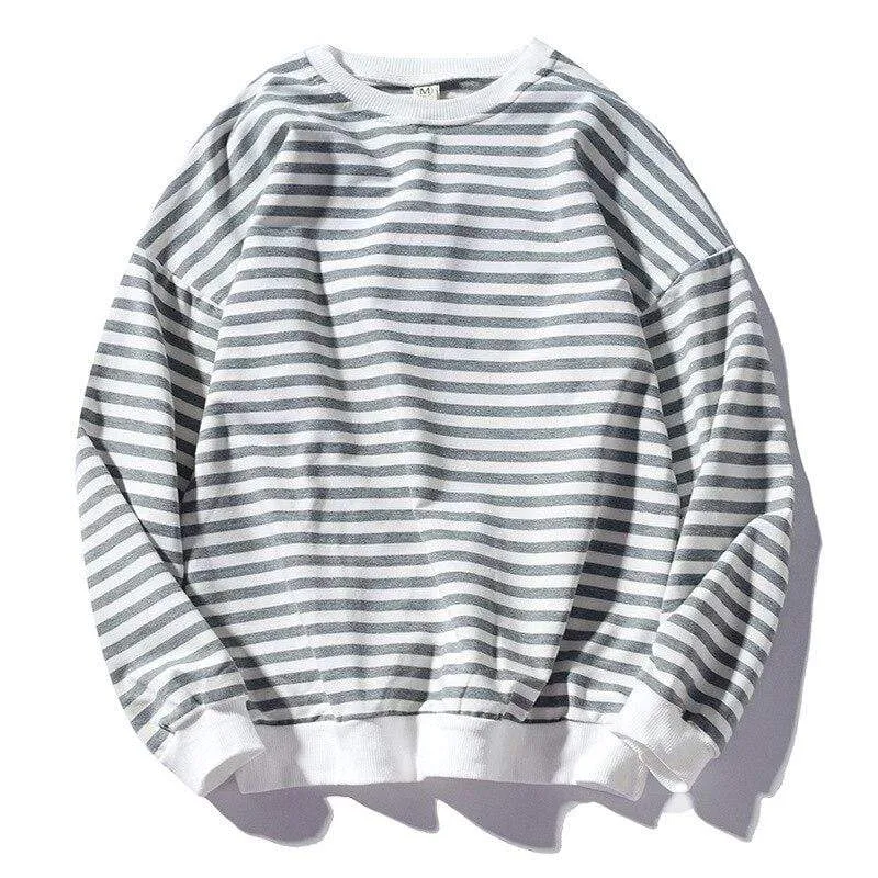 Trendmarke Herren Streifen Sweatshirt Tops Herrenmode Wild Bequeme Hoodies O-Ausschnitt Casual Sweatshirts