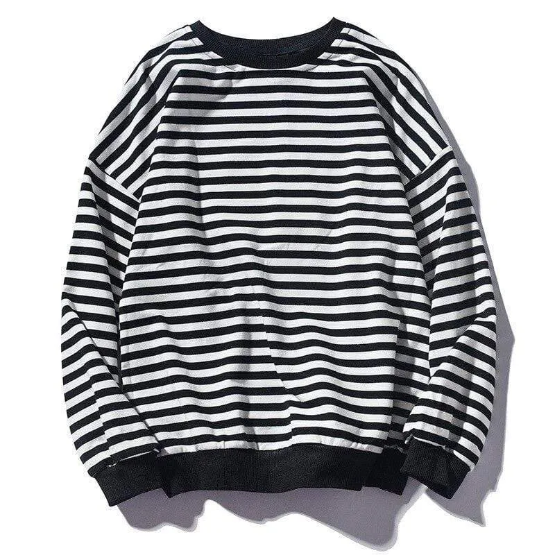 Trendmarke Herren Streifen Sweatshirt Tops Herrenmode Wild Bequeme Hoodies O-Ausschnitt Casual Sweatshirts