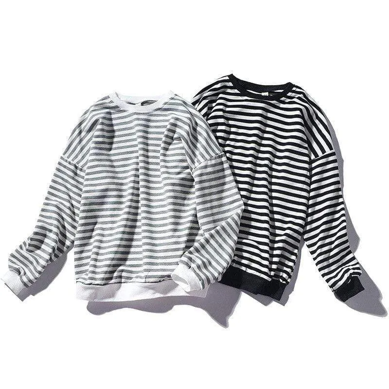 Trendmarke Herren Streifen Sweatshirt Tops Herrenmode Wild Bequeme Hoodies O-Ausschnitt Casual Sweatshirts