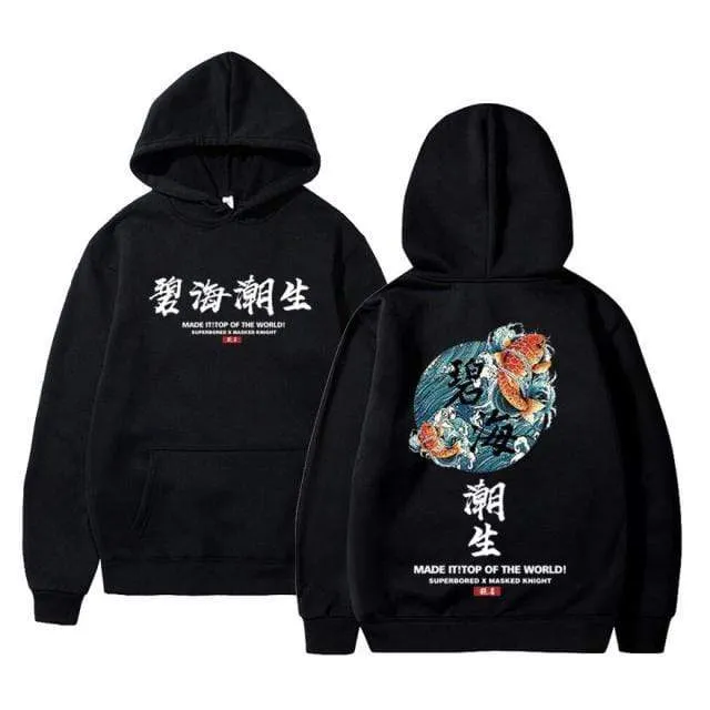 Streetwear Chinesische zeichen Männer Hoodies Sweatshirts Mode Herbst Hip Hop Schwarz Hoodie Erkek sweatshirt