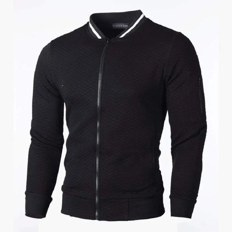 Lässiges Herren-Sweatshirt mit Strickjacke, Stehkragen, Slim Fit, Sweatshirt für Herren mit langen Ärmeln und Reißverschluss