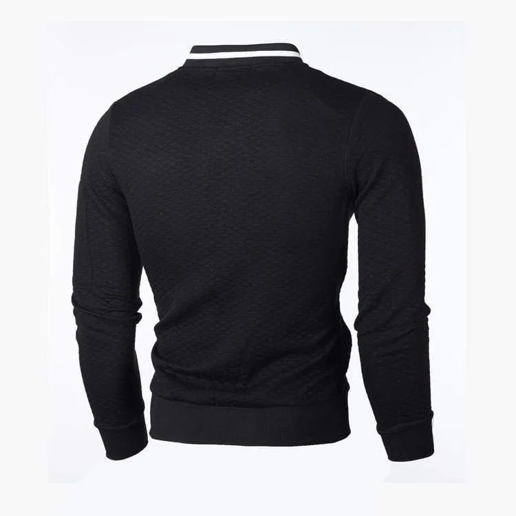 Lässiges Herren-Sweatshirt mit Strickjacke, Stehkragen, Slim Fit, Sweatshirt für Herren mit langen Ärmeln und Reißverschluss